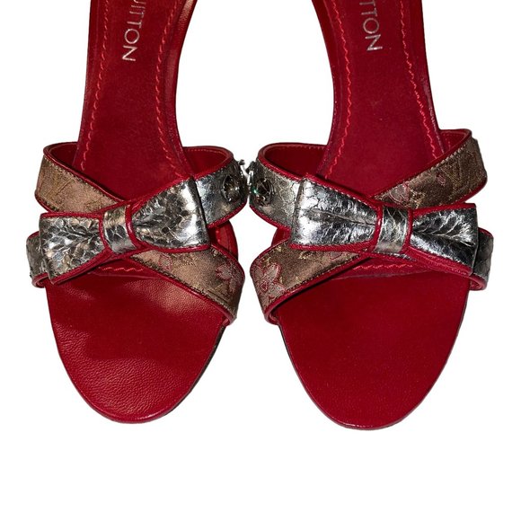 Louis Vuitton Takashi Murakami Monogram Cherry Blossom Logo Heel Sandals Shoes - Picture 4 of 12